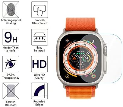 Mihence [3PCS] תואם למגן מסך Apple Watch Ultra, סרט מגן מזכוכית Anti-Scratch מזג, שקוף